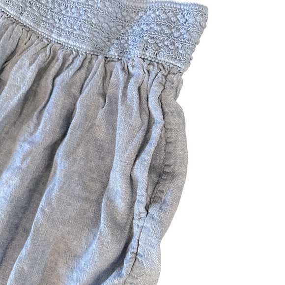 J. Crew Smocked Denim Chambray Skirt With Pockets L - Picture 4 of 8